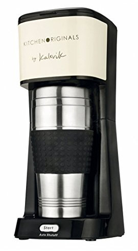 Team Kalorik 1-Tassen-Kaffeeautomat mit Thermobecher (420 ml), 600 ml Fassungsvermögen, 650 W, Creme-Weiß, TKG CM 1014 KTO, Kunststoff, Edelstahl