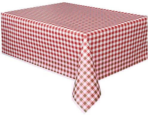Unique UK 50271 Nappe Plastique-2,74 m x 1,37 m-Vichy Rouge, Multicolour, 274 L x 137 W centimeters