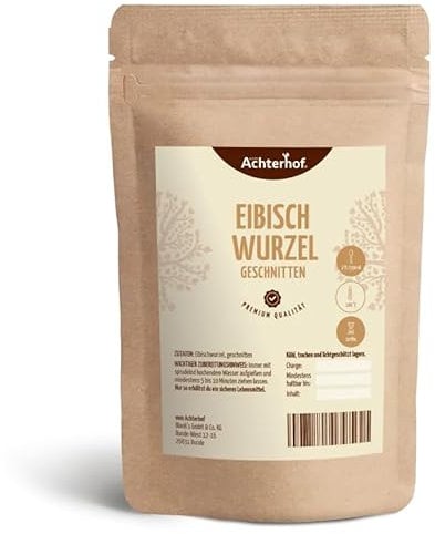 Eibischwurzel 250g I Eibischwurzel getrocknet und geschnitten I ideal für Eibischwurzel-Tee I süßer Geschmack I naturrein I Kräutertee lose I vom Achterhof