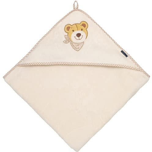 Morgenstern Kinder Kapuzenhandtuch 100 x 100 cm beige Creme Badehandtuch Kapuze 100% Baumwolle