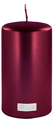 Fink Metallic Stumpenkerze, Paraffin, Dunkelrot, L. 8 cm, B. 8 cm, H. 15 cm