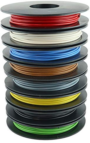 Xenterio Litzen-Sortiment, 0,50mm², 8x10m Schaltlitzen auf Kunststoffspulen, 8 Farben