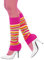 NET TOYS Stulpen gestreift Beinstulpen Geringelt pink-bunt Leg Warmers 80er Beinwärmer Aerobic Tanzstulpen Ballettstulpen Ringelstulpen