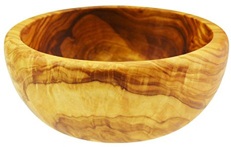 ISRKU Cuenco Redondo para Ensalada/Fruta, Madera, Grano/Natural, 14 x 14 x 6 cm