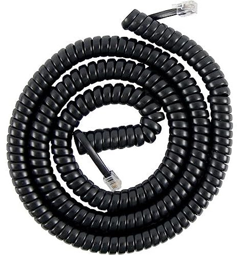 25' Feet Black Coiled Telephone Phone Handset Cable Cord by Bistras