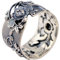 Damen Schwarz Breit 999 Sterling Silber Orientalische Pfingstrose Blume Ring 15mm Offen Verstellbar
