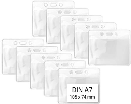 Karteo Kartenhülle A7 Format 74 x 105 mm [10 Stück] Ausweishüllen Vinyl transparent horizontal Ausweishalter K