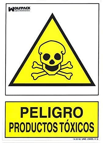 WOLFPACK LINEA PROFESIONAL - Cartel Peligro Productos Toxicos 30x21cm.