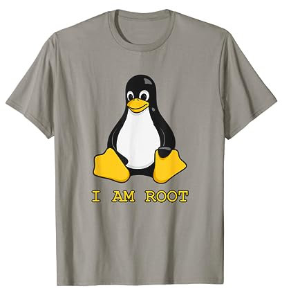 Linux Mascot Tux the Penguin I Am Root Men Women T-Shirt