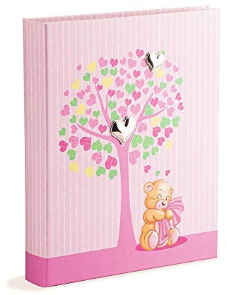 Mareli Album Fotografico Nascita Bambina 20x25 Albero della Vita, Rosa, con Argento