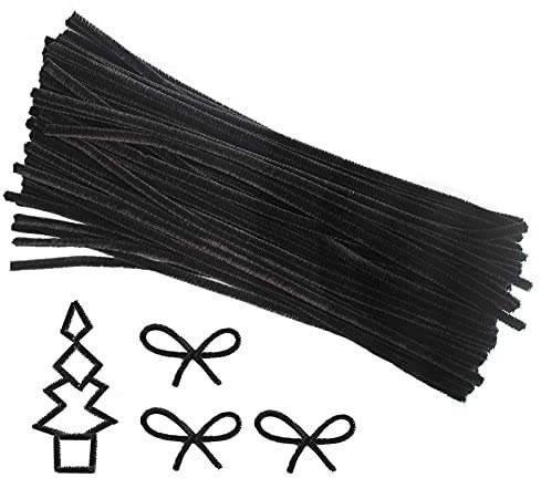 LEBQ 100 Stück Pfeifenreiniger für Kunst und Handwerk, 6 x 300 mm (Schwarz)