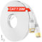 Ethernet Cable 20m Cat 7 Flat, Internet Cable High Speed 10Gbps 600MHz White Thin, S/FTP Shielded Network Cable Waterproof RJ45 LAN Cable 65ft, Broadband Patch Cable for Router Switch PC (20 Clips)