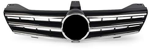Rejilla central delantera de coche Three T para Mercedes Benz Clase CLS W219 CLS500 CLS550 CLS600 2004-2008, estilo 3 aletas, negro brillante