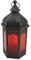 Rebecca Mobili Ethnische Laterne, dekorativer Kerzenhalter, Rot Schwarz, Metallglas, Balkon Wohnzimmermöbel - Maße: 32 x 16 x 14 (HxLxB) - Art. RE6557
