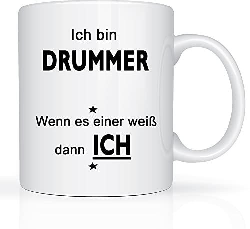 Print-Klex Berufstasse mit Drummer Motiv Bedruckt Drummer Tasse für Beruf Geschenk Kaffeebecher Geschenktasse Teetasse Arbeitstasse Arbeitsbecher mit Druck 330ml Beruf Tasse