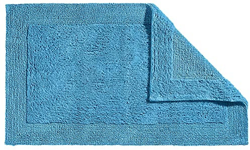 Erwin Müller Badematte, Badteppich Uni Serie Stuttgart blau Größe 60x100 cm - extra dick, hohe Saugfähigkeit, 100% Baumwolle