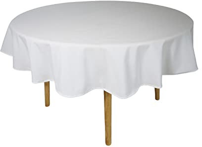 Weavric Runde Tischdecke, waschbar, wiederverwendbar, knitterfrei, weiß, ideal für Küche, Hotel, Restaurant, Party, Abendessen, Hochzeit