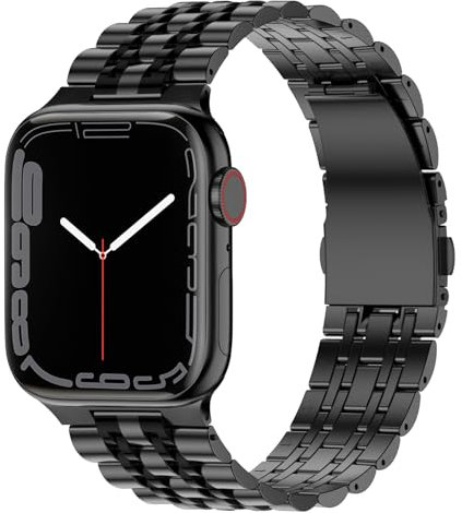Anlinser Compatible con Correa Apple Watch 49mm 46mm 45mm 44mm 42mm 41mm 40mm, Pulseras de metal de acero inoxidable Compatible con iWatch Serie 10 9 8 7-1 SE (42/41/40/38,Negro)