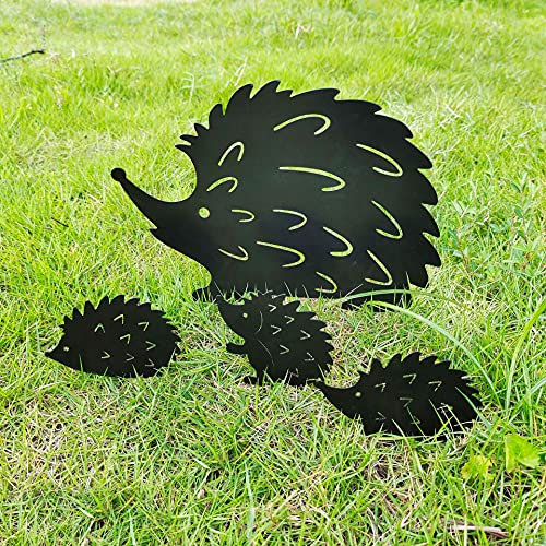 Lot de 4 piquets en métal en Forme de Hérisson pour Jardin - Décoration de Jardin en Forme d'animal - Accessoires décoratifs pour l'extérieur et la pelouse - Piquets décoratifs pour la décoration