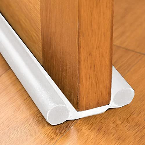 Kepfire Twin Door Draft Blocker Guard 96 cm Home Soundproofing Dust Proof Seal Strip Adjustable Door Window Insulation Draft Stopper - White