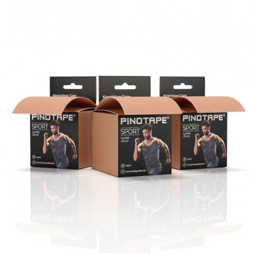PINOTAPE Kinesiologie Tape XXL Beige 10 cm x 5 m 3er Pack