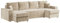 MKS MEBLE Sofa U-Form, Sofa mit Schlaffunktion, Wohnlandschaft, U-Form Couch, Bettsofa, Wohnzimmer U Couch - Polstersofa mit Bettkasten - Denver U Hellcreme Monolith