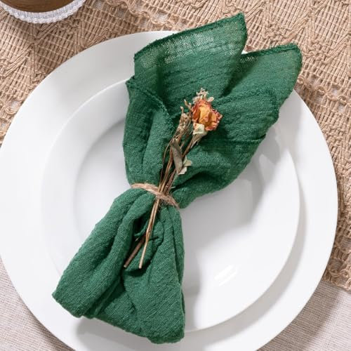 MLMW Weihnachtliche Stoffservietten, Set mit 10 Stück, Leinen, waschbar, 41 x 41 cm, für Hochzeit, Party, Babyparty, Brautparty, Garten, Party, Geburtstag, Tischdekorationen
