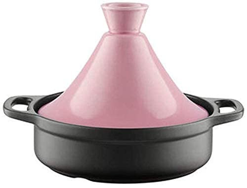 Casserole Pratique Plats à tajine Marocain Casserole en céramique Casserole avec Couvercle d'entonnoir en Forme de cône Convient (Rose)