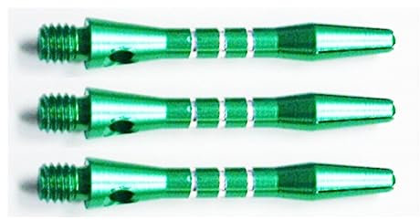 THOR-DARTS Unisex – Erwachsene S_alu_green35_3stripes_3 Dartschäfte, grün Short, 1 Set