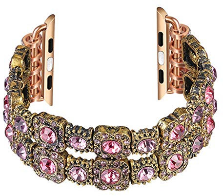 SKXMOD Correa de reloj para mujer para Apple Watch de 41 mm, 45 mm, 38 mm, 40 mm, 42 mm, 44 mm, hecha a mano por pulsera de cristal para i-watch Series 7, 6, 5, 4, 3, 2 SE, 38-40mm, Ágata