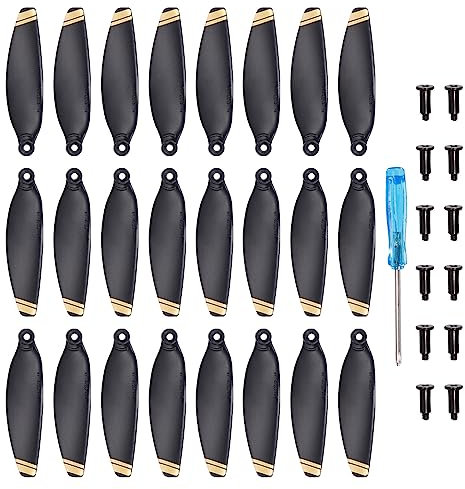 sourcing map Mini 2 Drone Propellers Drone Blades Propellers Black Golden with Screwdriver/Screw, Quick-Release, Low-Noise Propeller for DJI Mini 2 Drone, Quadcopter, Pack of 24