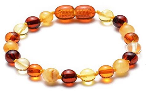 Whoiy Beads Armband Herren, Kette Armband Herren Bernstein Orange Rot Bernsteinperlen Perlenarmband 19cmx8mm