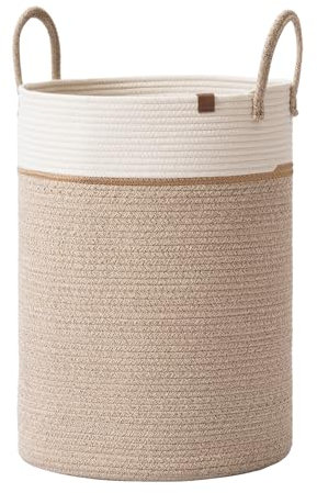 LA JOLIE MUSE Paniers de Rangement en Corde Tressée - Grand Panier en Coton, Panier à Linge pour ranger Couvertures, Jouets pour Enfants, Panier de Buanderie pour Vêtements Bébé