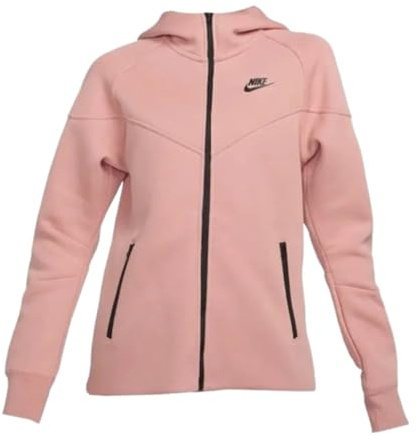 Nike FB8338-618 W NSW TCH FLC WR FZ HDY Maglia Lunga Donna Red Stardust/Black Taglia M