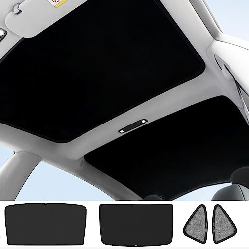 TOPABYTE Parasol de Techo para Tesla Model 3 Highland 2025 2018-2024, Parasol de Vidrio para Techo Solar, Aislamiento de Ventana, Protección UV y Térmica, Negro (Producido en China)