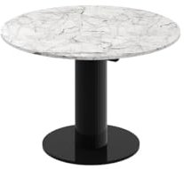 Design Esstisch rund HES-111 Marmoroptik/Schwarz Hochglanz ausziehbar 100 cm bis 148 cm runder Esszimmertisch Küchentisch Funktionstisch oval Kitchen Table Esszimmer Dining Table Ausziehtisch