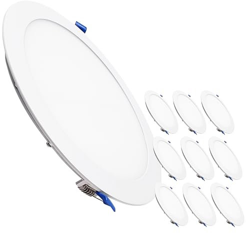 LED ATOMANT Lot de 10 Panneau LED Downlight Rond 240mm 20W, CCT (Sélecteur de Couleur Blanc Chaud, Neutre et Froid), Coupe 220mm, 1800 Lumens, Driver inclus