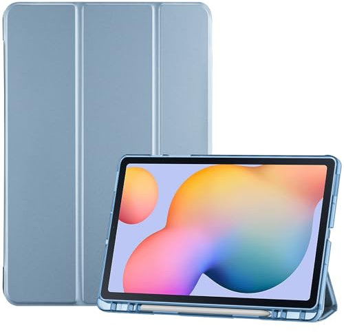 ProCase Coque pour Galaxy Tab S6 Lite 10,4 Pouces avec Porte-Stylo 2022 (SM-P613/P619) & 2020 (SM-P610/P615/P617), Housse Étui Protection 10,4 Antichute Auto Sommeil/Réveil-Bleu