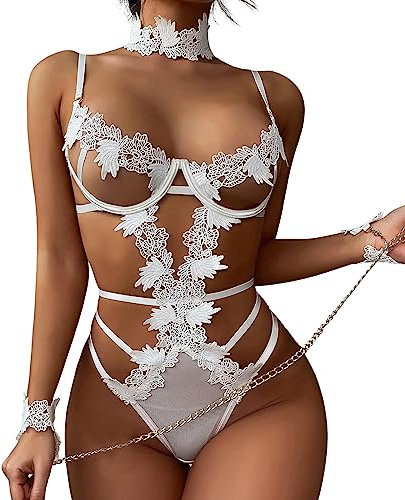 WILLBEST Dessous Damen sexy unterwäsche Set mit Strapsen unterwäsche Damen Weihnachts BH Set mit e Babydoll 50er Jahre Sport BH bügel Sexy Dessous für Sex damenslips Lingerie BAB