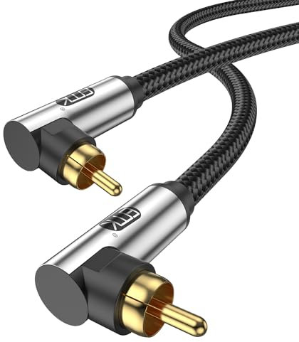 EMK Cable de subwoofer de 90 grados, RCA macho a macho, cable de audio coaxial digital para televisión, reproductor de DVD, consola de juegos, proyector, altavoz (90 grados a 90 grados, 10 pies/3 m)