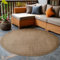 Carpetsale24 In- & Outdoor Teppich Wetterfest 160 cm Rund Einfarbig Braun - Waschbar, Wasserfest, Pflegeleicht und Flachgewebe - Ideal für Balkon, Garten, Terrasse und als Küchenteppich