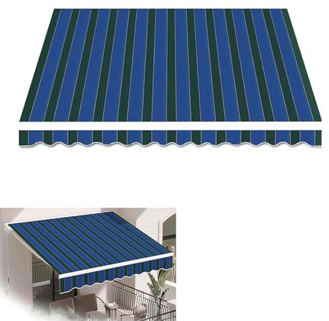 Wasserabweisendes Polyester-Ersatzdach für 8 x 3 m einziehbare Markise, UV-Schutz, Outdoor-Regenschutz, mit Streifen, 280 g/m² Stoff