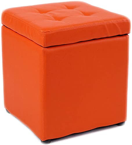 SZSXYBZ Fußstütze Ottomane Kleiner Aufbewahrungs-Fußhocker, Pu-Leder Ottomane Fußstütze Aufbewahrungsbox Rechteckiger Hocker Mit Gepolstertem Sitz Niedriger Pouf Sofahocker,Lila/Orange
