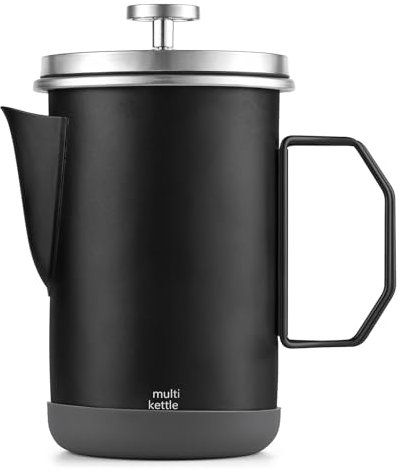 doorslay French Press Kaffeebereiter, 1000 ml Camping French Press, Edelstahl Kaffeezubereiter mit Faltbarem Griff, Kaffeemaschine mit Edelstahlfilter, Silber