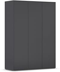 Rauch Möbel NABILA, Kleiderschrank, Farbe Grau metallic, Breite 140 cm | Schrank, Mehrzweckschrank, 3-türig, Push-to-open, Zubehör Basic, für Schlafzimmer, Kinderzimmer, Studentenwohnung