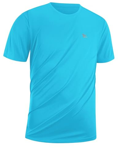 baleaf UV Shirt Herren Sport T Shirt Schwimmshirt Wasser UPF 50+ Sportshirt Trainingsshirt Fitness Shirt Funktionsshirt Schnelltrocknend Gym Seeblau XXL