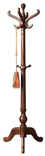 Portemanteau sur pied avec 6 cintres vintage en bois pour entrée, chambre à coucher ou bureau