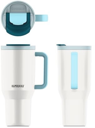 Kambukka Rio 32oz / 950ml Leakproof Insulated Tumbler with Telescopic Straw – Stainless Steel, Keeps Cold for 24+ Hours, BPA-Free, Dishwasher Safe, Carry Handle, Fits Cup Holders - Frosty Coconut