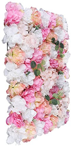 Akuoyiexemye 12-Stücke Künstliche Blumenwand Panel 60×40cm, DIY Seidenblumen Kunstblumen für Hochzeit Dekor Party Hintergrund, Dalia+Rose+Hortensie+Blätter