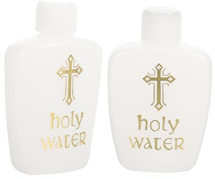 UKCOCO 2 Pièces Bouteille d'eau bénite Mini Bouteille d'eau Bouteille de prière Bouteilles Clients Bouteille pour la Famille récipients d'eau Pots de Sorts PE Blanche